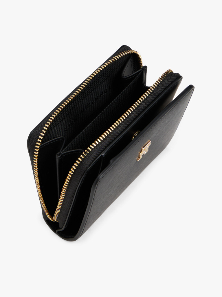 Black TH Monogram Zip-Around Flap Wallet  Women