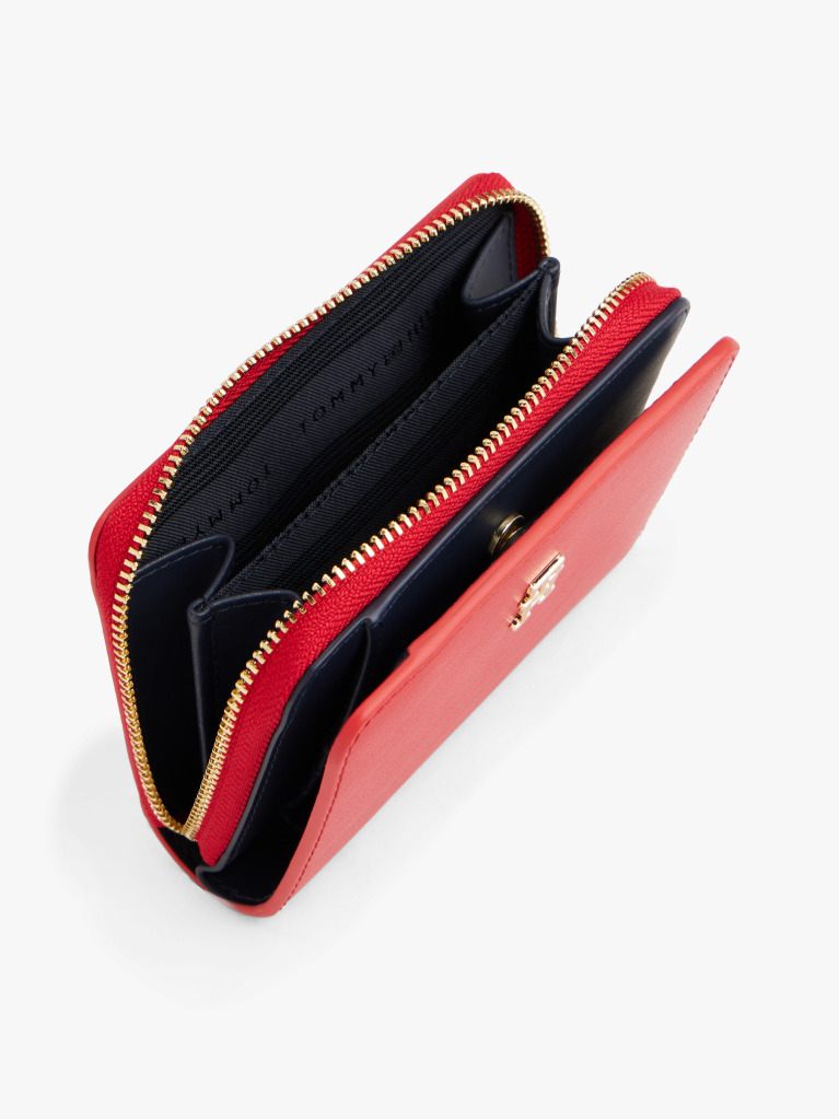 Red TH Monogram Zip-Around Flap Wallet  Women