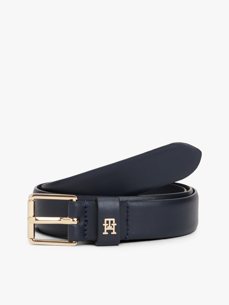 Blue TH Monogram Square Buckle Leather Belt  Women