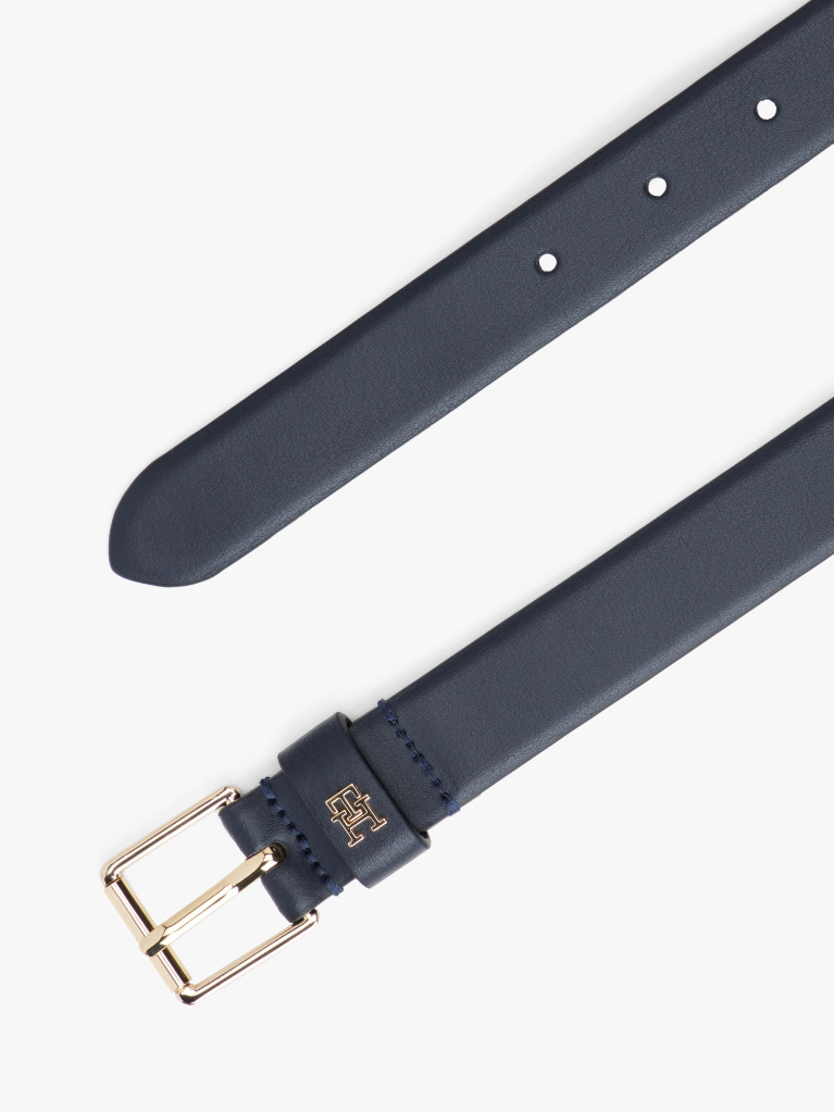 Blue TH Monogram Square Buckle Leather Belt  Women