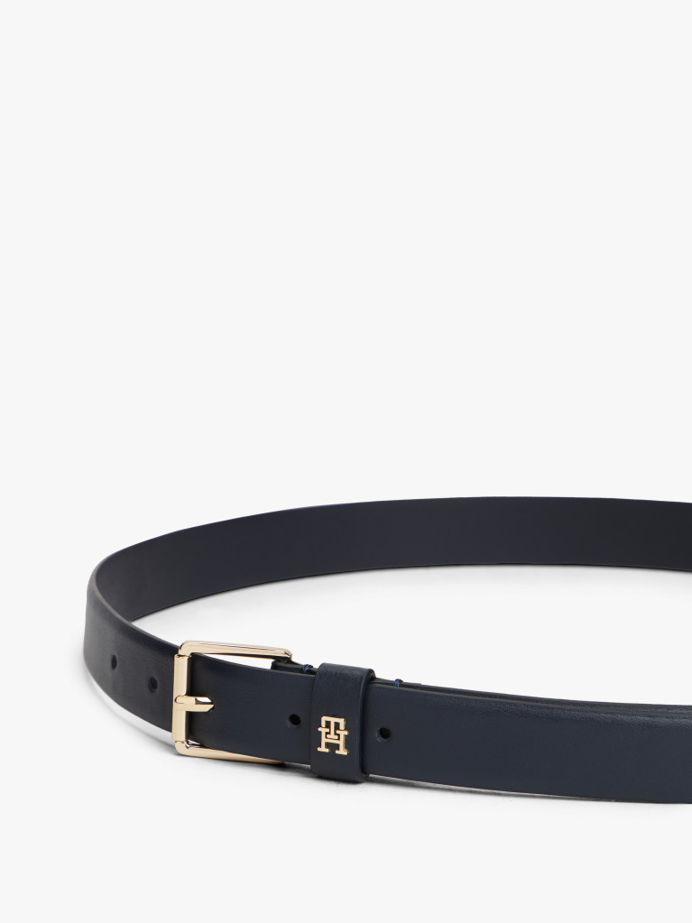 Blue TH Monogram Square Buckle Leather Belt  Women