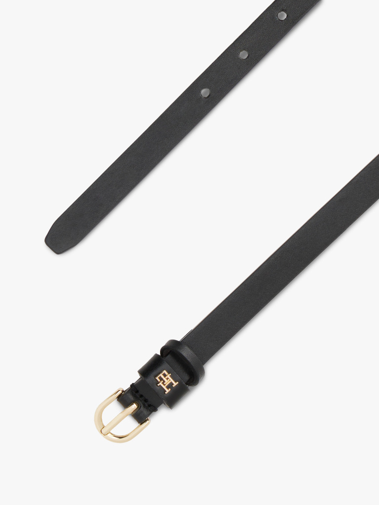 Black Essential TH Monogram Leather Belt  Women