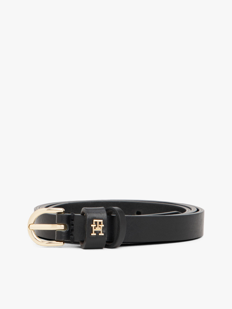 Black Essential TH Monogram Leather Belt  Women