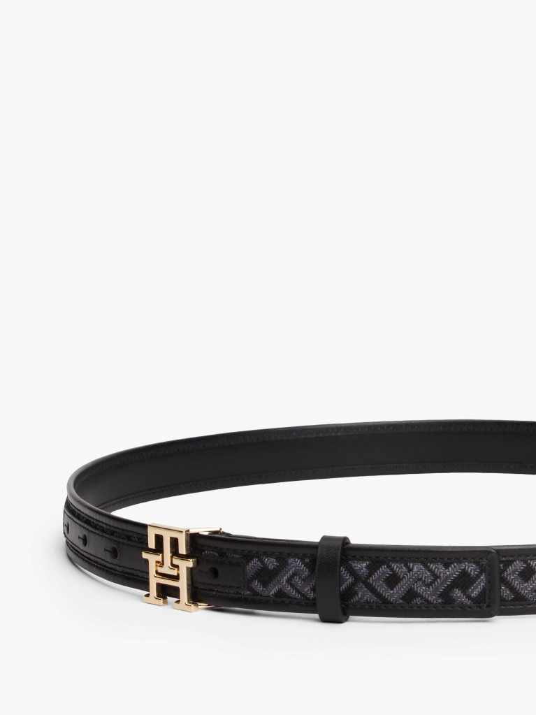 Black Modern TH Monogram Jacquard Belt  Women
