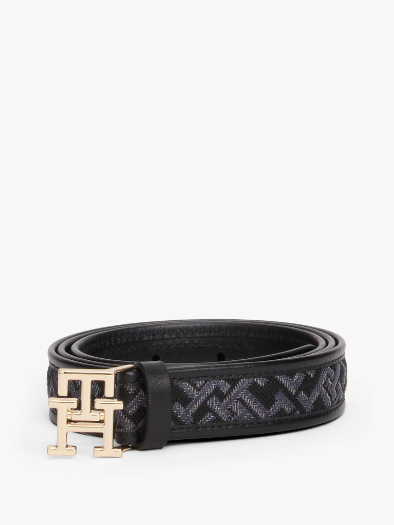 Black Modern TH Monogram Jacquard Belt  Women