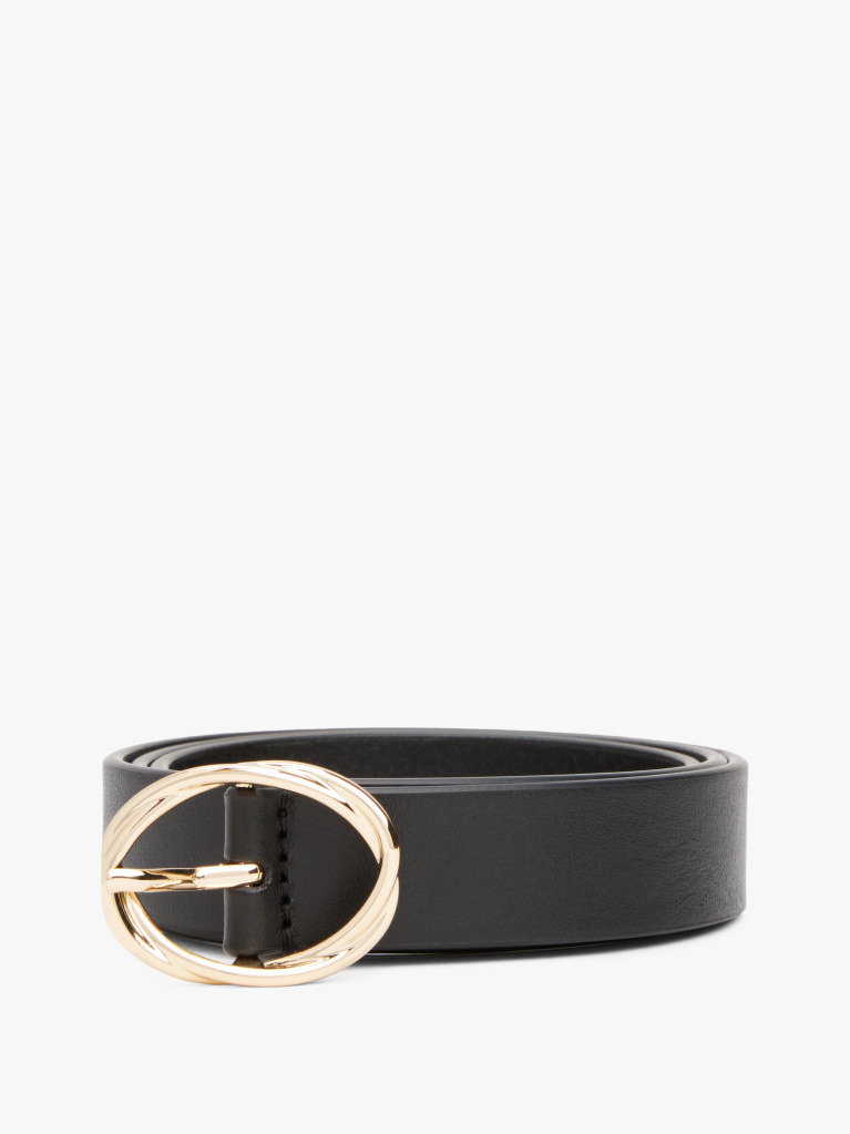 Black Chic Twist Buckle Leather Belt  Women
