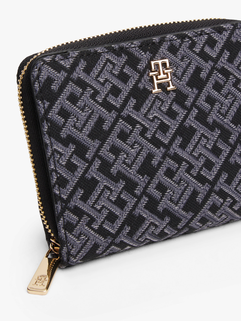 Negru Portofel Hilfiger Icon Cu Fermoar Jacquard Si Logo  Femei