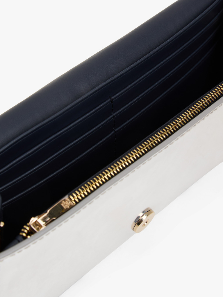 Silver Hilfiger Icon Metallic Chain Strap Clutch  Women