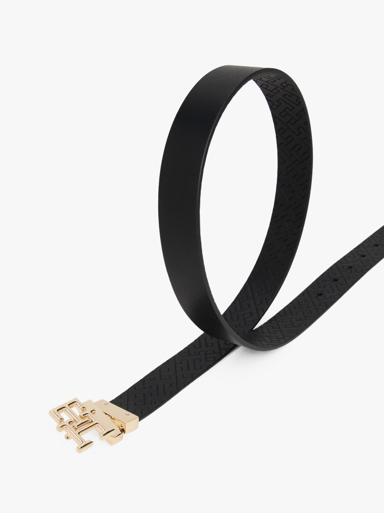 Negru TH Monogram Curea Din Piele Reversibila  Femei