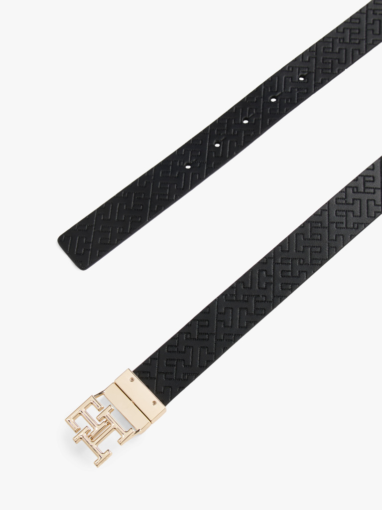Negru TH Monogram Curea Din Piele Reversibila  Femei