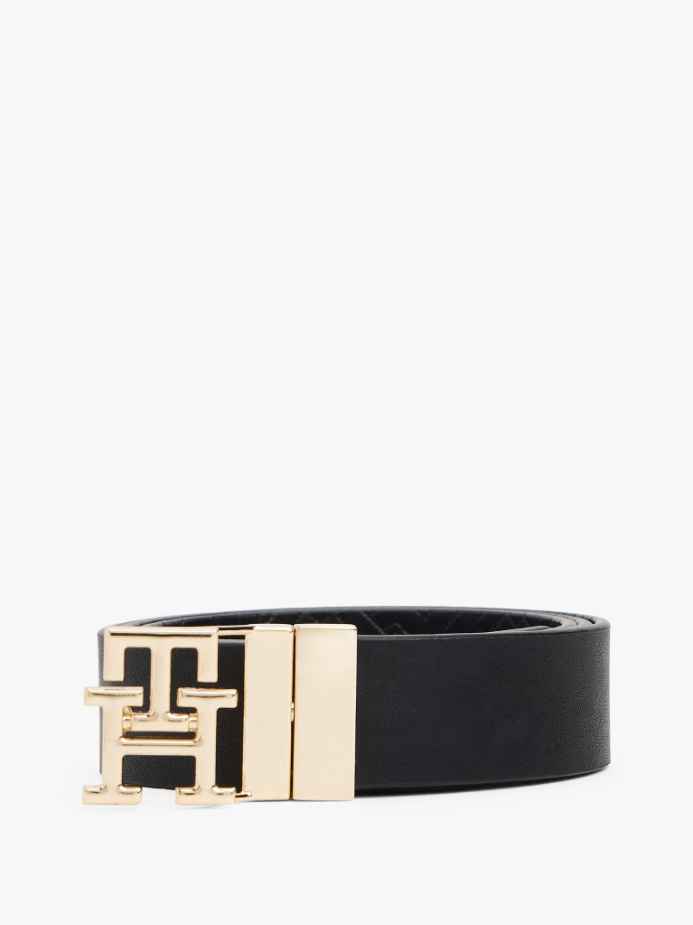 Negru TH Monogram Curea Din Piele Reversibila  Femei