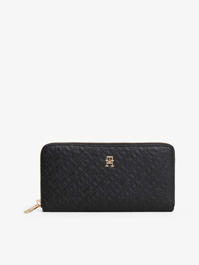 Black TH Monogram Zip-Around Wallet  Women