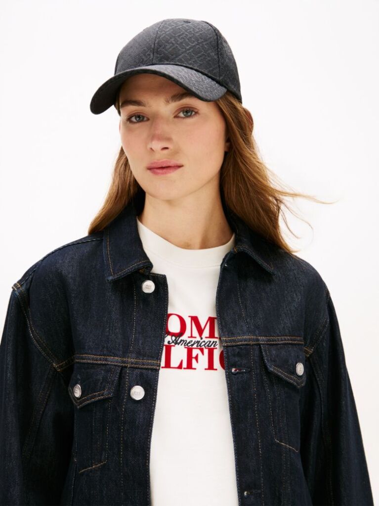 Black TH Monogram Jacquard Baseball Cap  Women