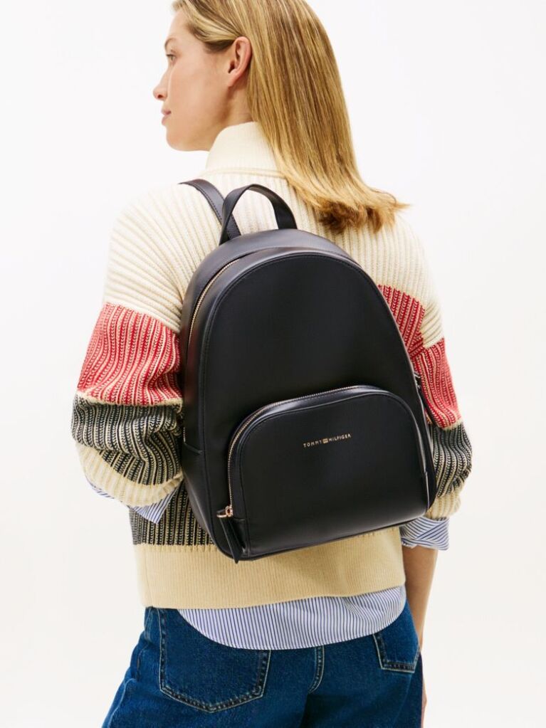 Negru Rucsac Pebble Grain Metalic Cu Logo  Femei