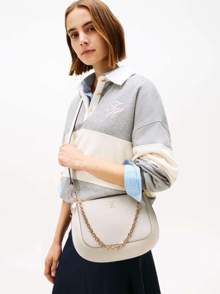 Bej TH Monogram Geanta Crossbody Cu Curea Tip Lant   Femei