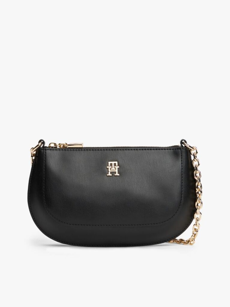 Negru TH Monogram Geanta Crossbody Cu Curea Tip Lant   Femei