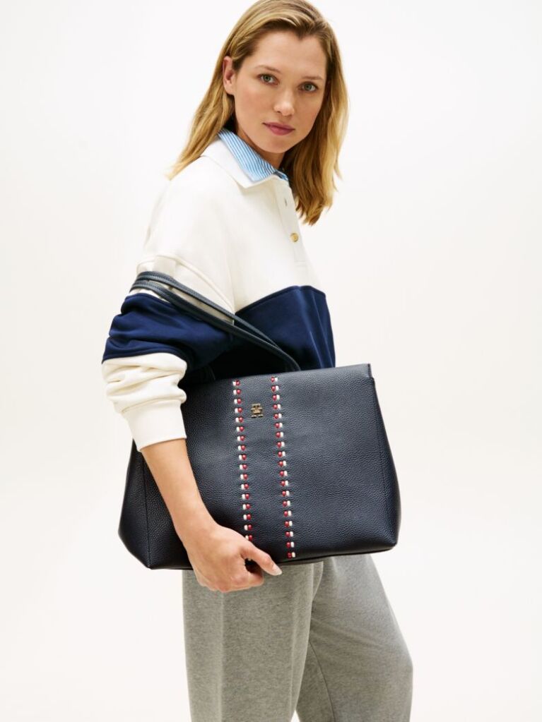 Blue Signature Tape Tote  Women