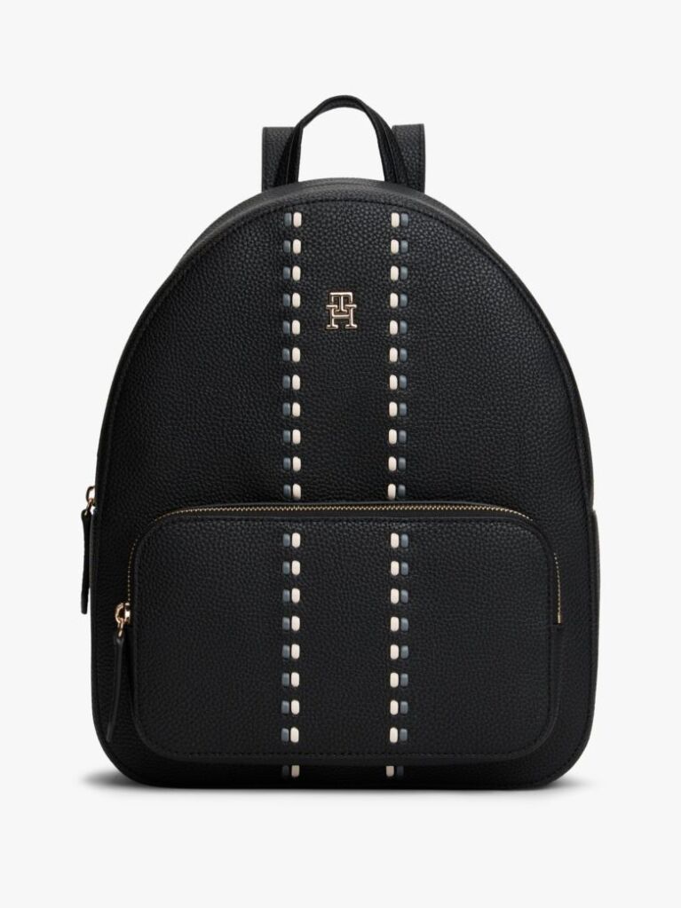 Black Tonal Signature Tape Backpack  Women