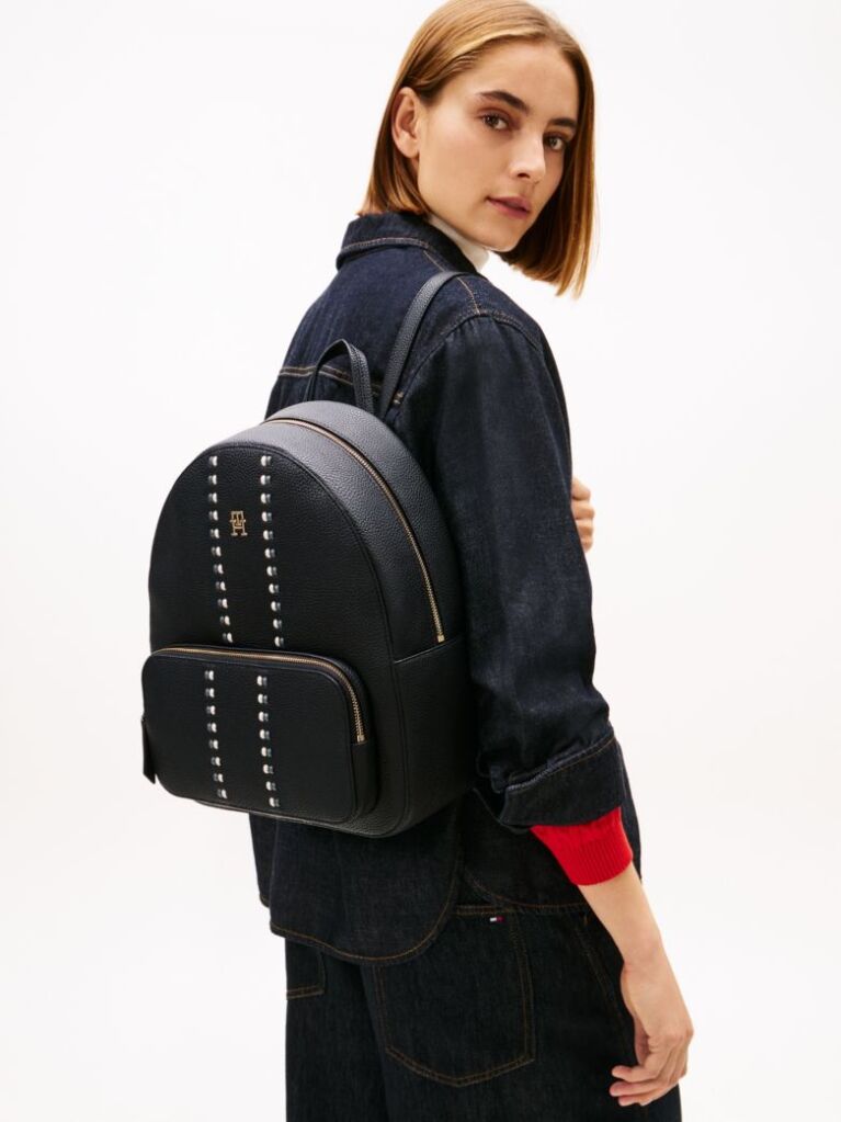 Black Tonal Signature Tape Backpack  Women