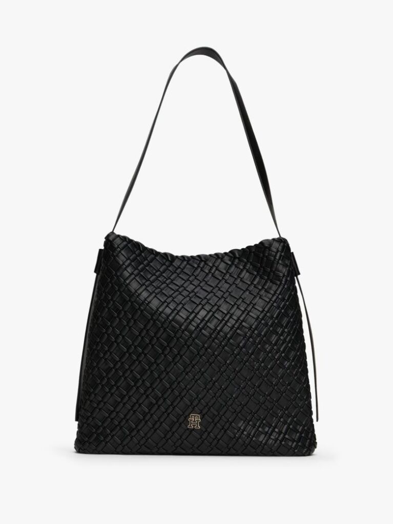 Negru TH Monogram Geanta Hobo Impletita  Femei