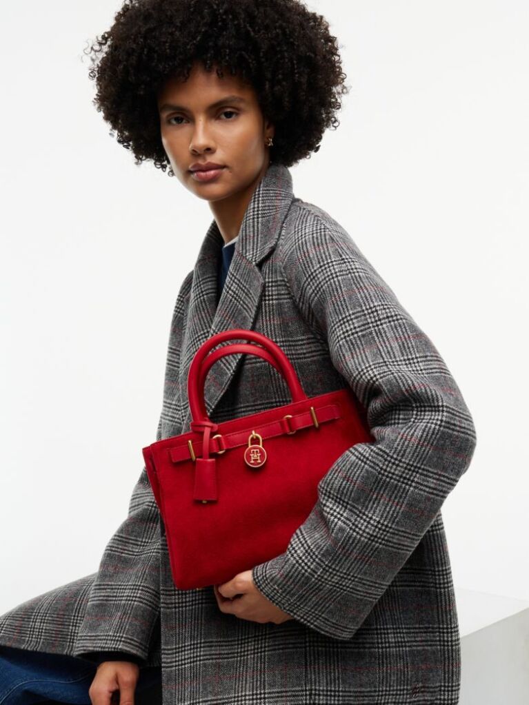 Rosu Geanta American Icon Tote Din Piele Intoarsa  Femei