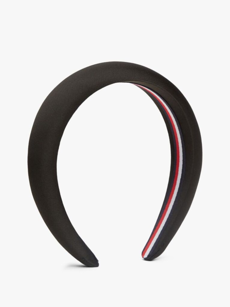 Negru Chic TH Monogram Banda Pentru Par Satin   Femei