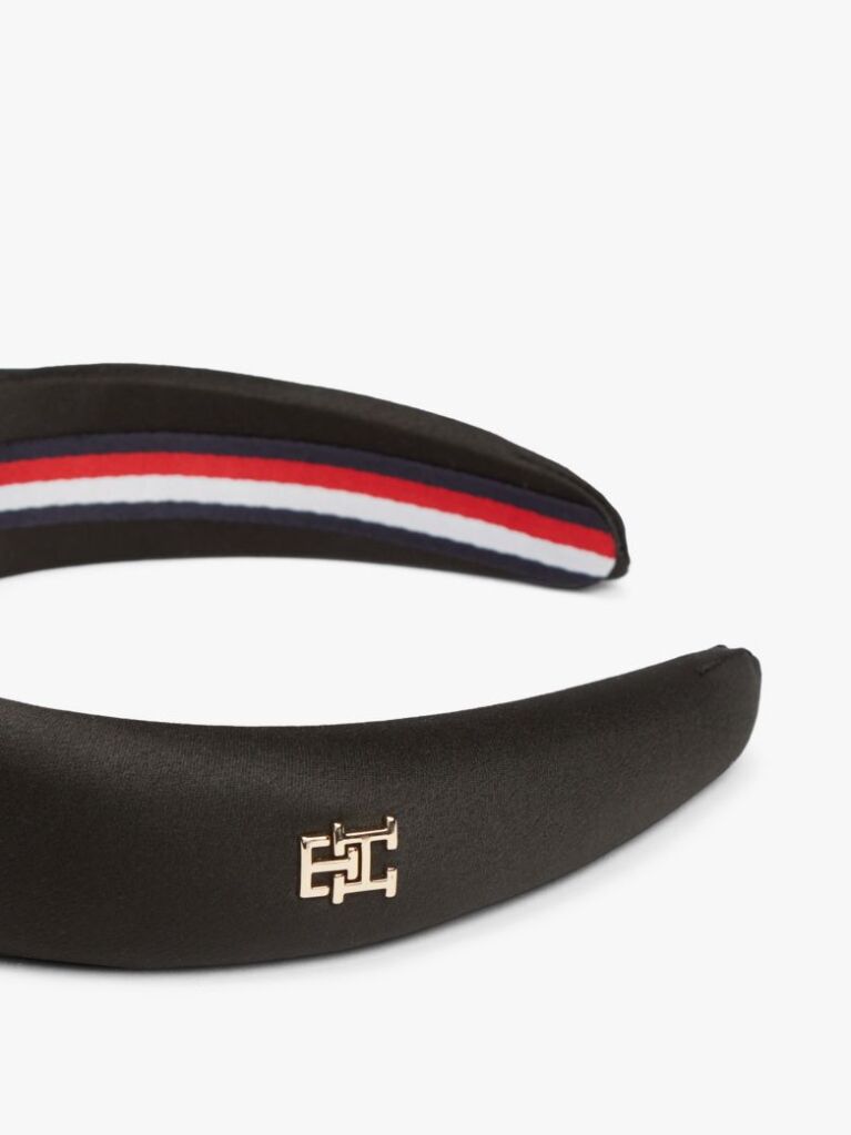 Negru Chic TH Monogram Banda Pentru Par Satin   Femei