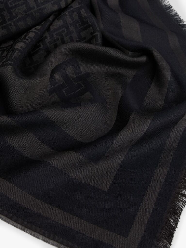 Negru TH Monogram Esarfa Din Lana  Femei