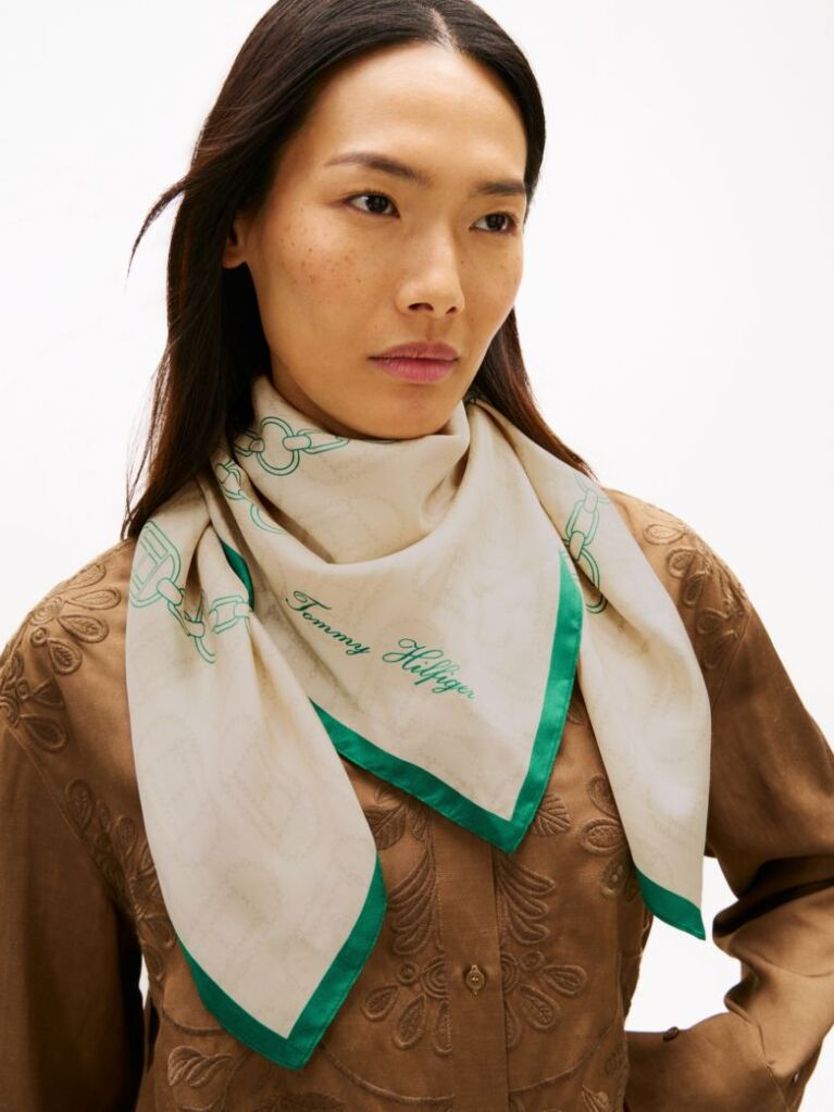 Multi Woven Chain Pure Silk Scarf  Women