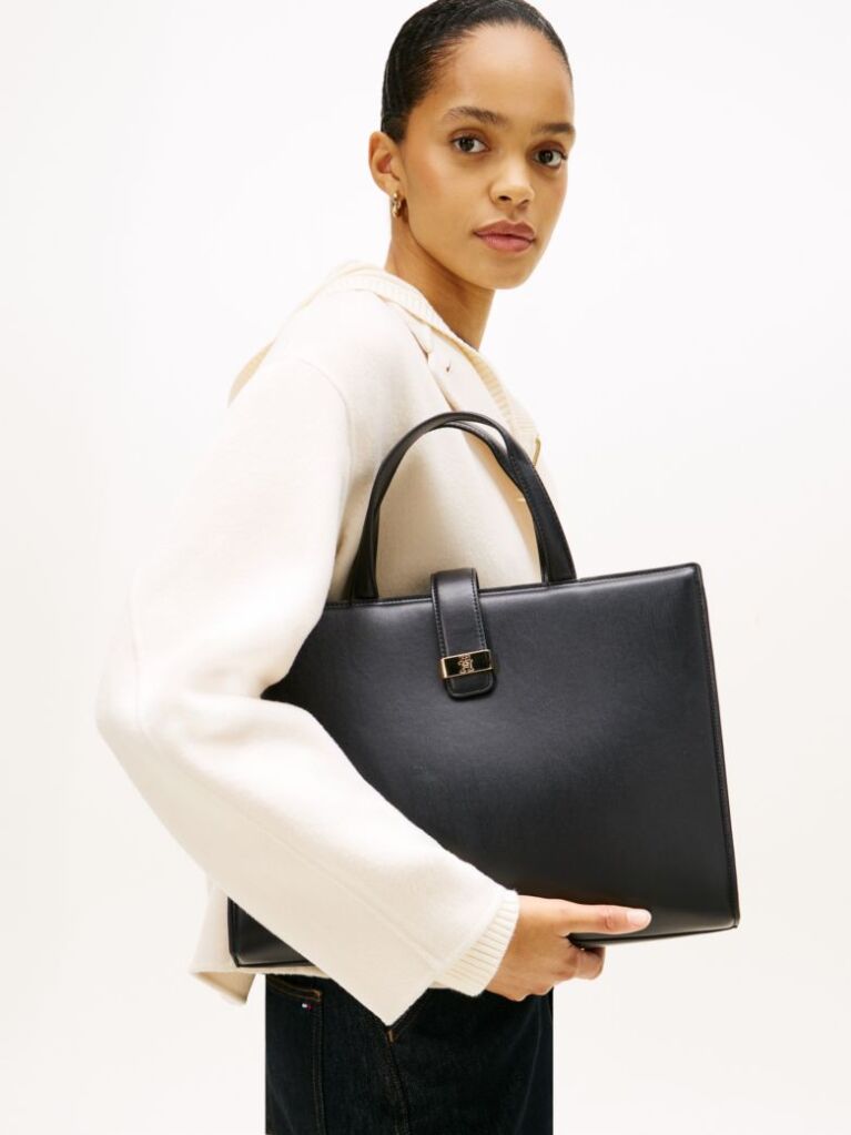 Negru Heritage TH Monogram Geanta Satchel  Femei