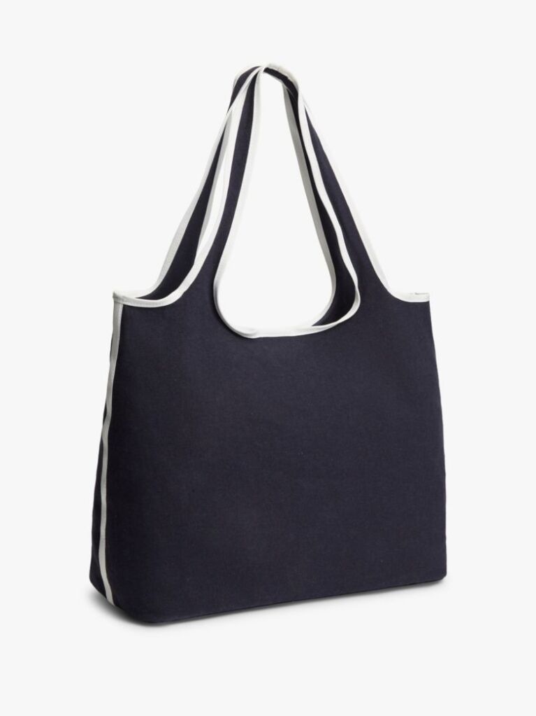 Blue Canvas Beach Tote Bag With Pouch  Women