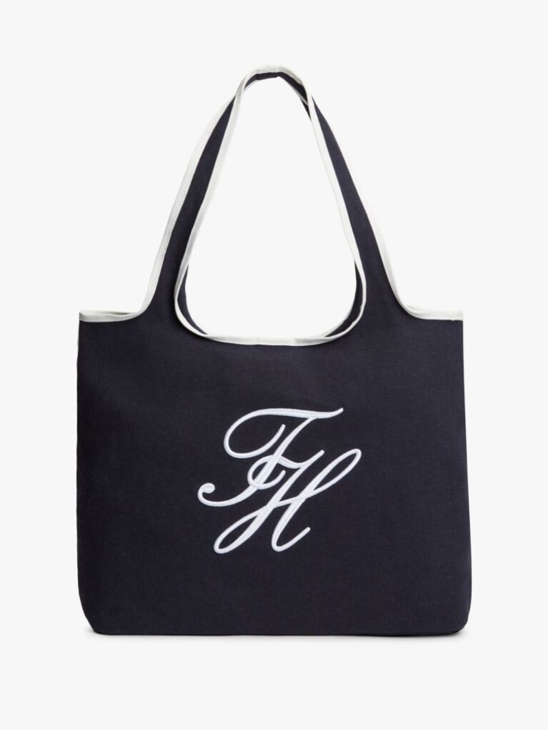 Blue Canvas Beach Tote Bag With Pouch  Women