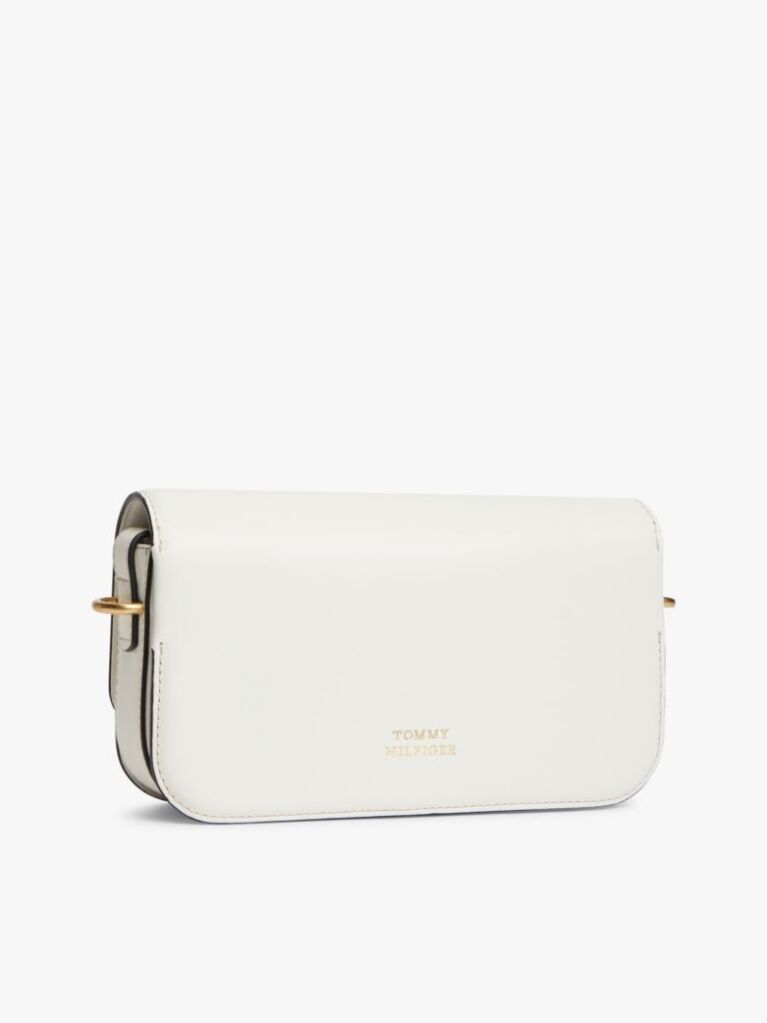 Alb Geanta Crossbody Din Piele Cu Clapa Si Placa Cu Logo  Femei