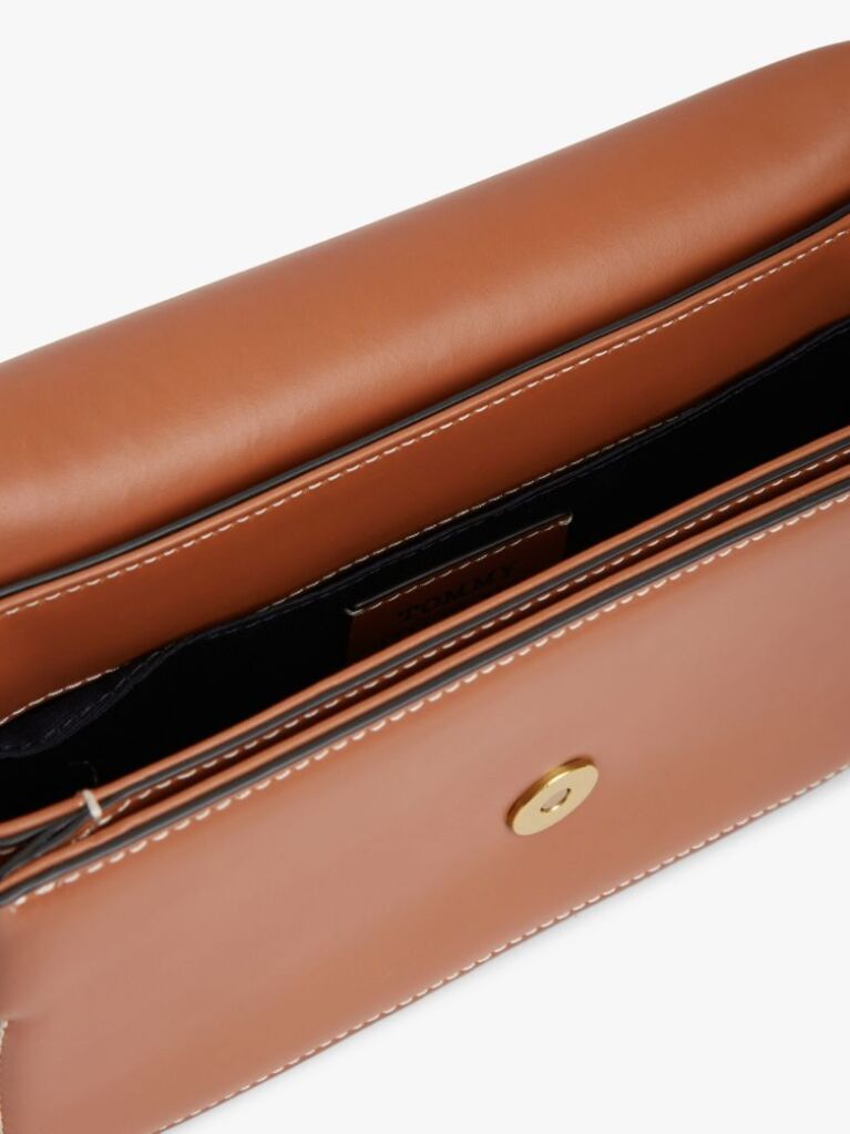 Maro Geanta Crossbody Din Piele Cu Clapa Si Placa Cu Logo  Femei
