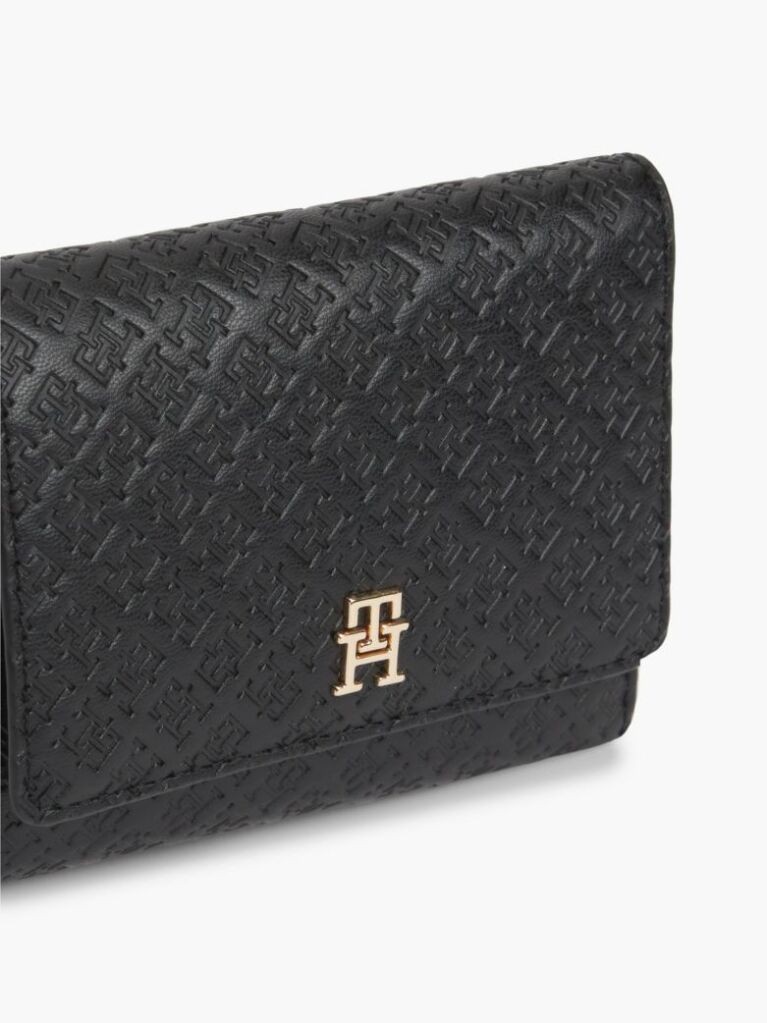 Negru Hilfiger Icon Portofel Triplu Cu Logo In Relief  Femei