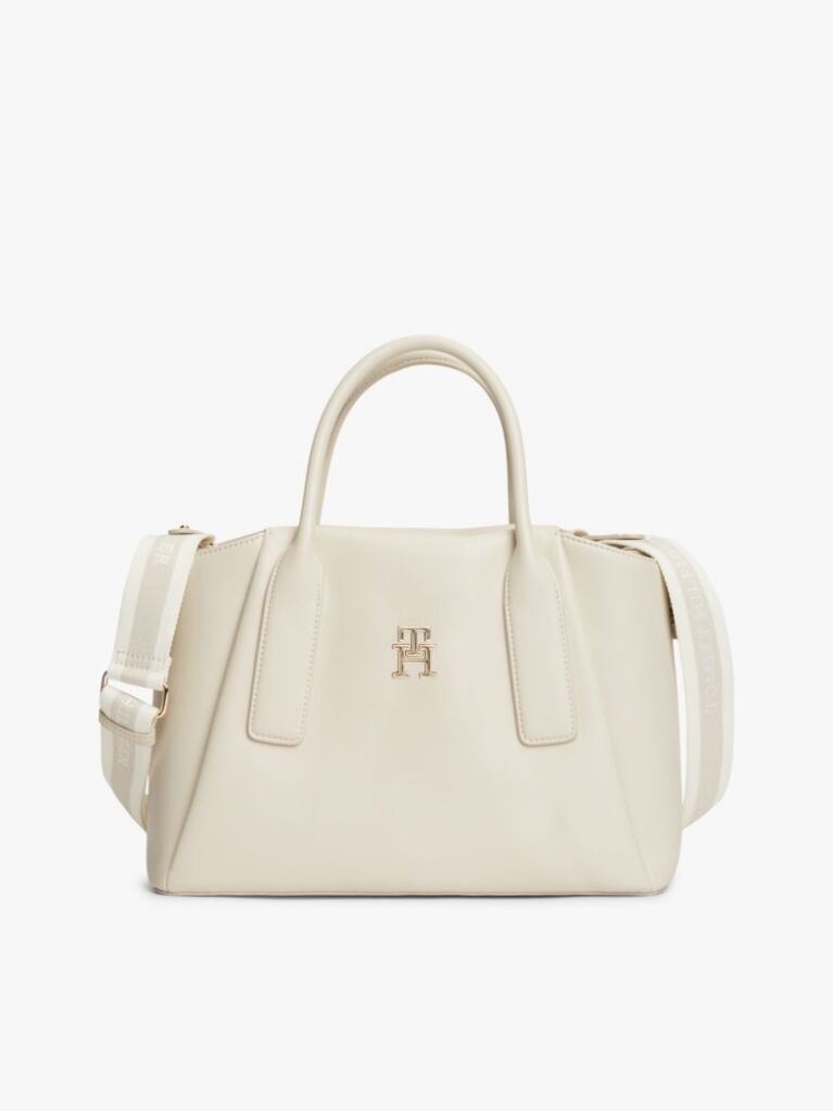 Beige Essential TH Monogram Crossbody Satchel  Women