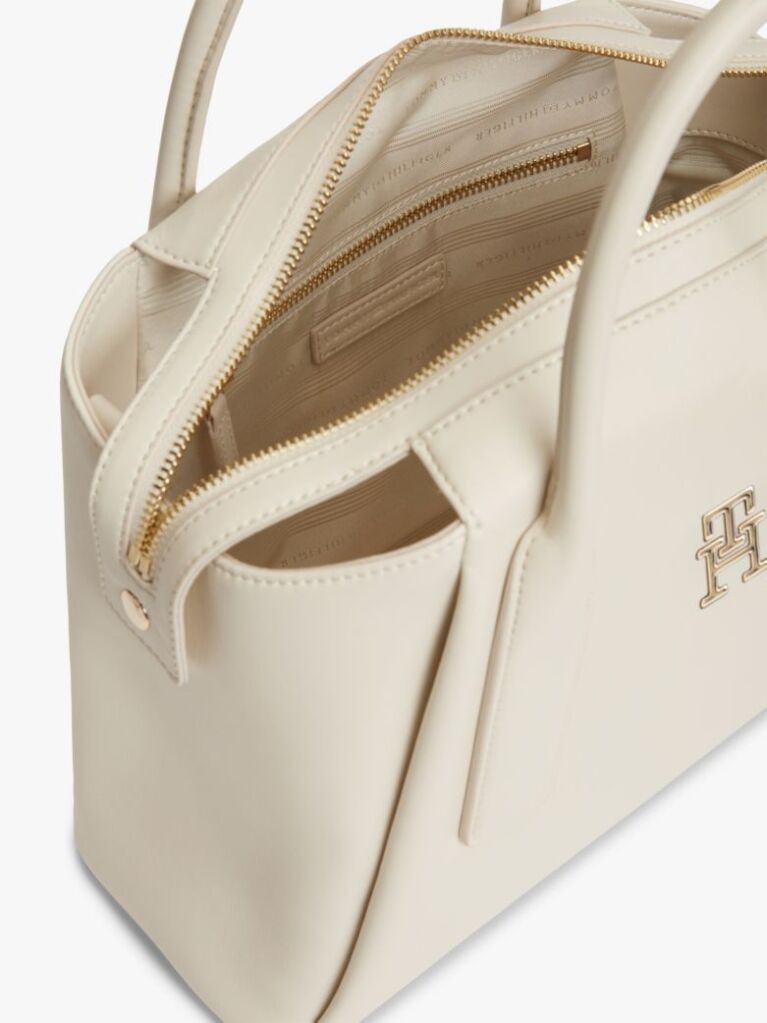 Beige Essential TH Monogram Crossbody Satchel  Women