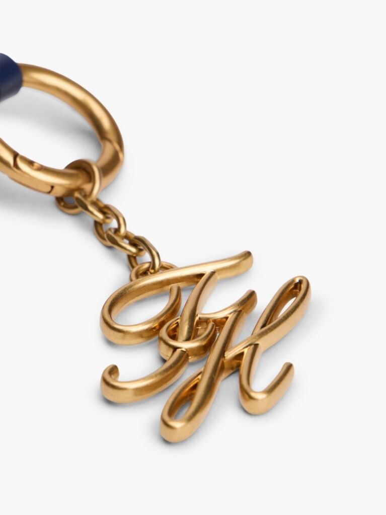 Red Logo Charm Leather Keychain  Women