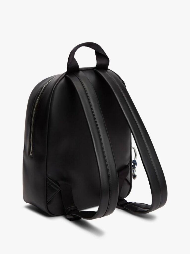 Black Logo Charm Dome Backpack  Women