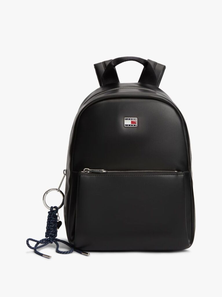 Black Logo Charm Dome Backpack  Women