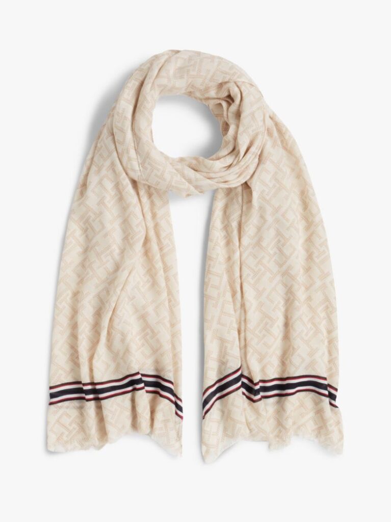 Beige TH Monogram Lightweight Scarf  Women