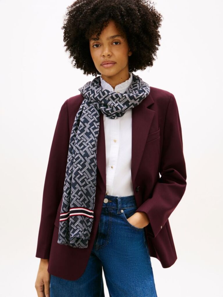 Blue Esarfa Usoara TH Monogram  Femei