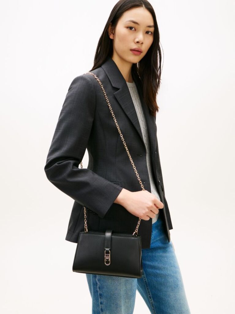 Black TH Monogram Chain Strap Crossover Bag  Women