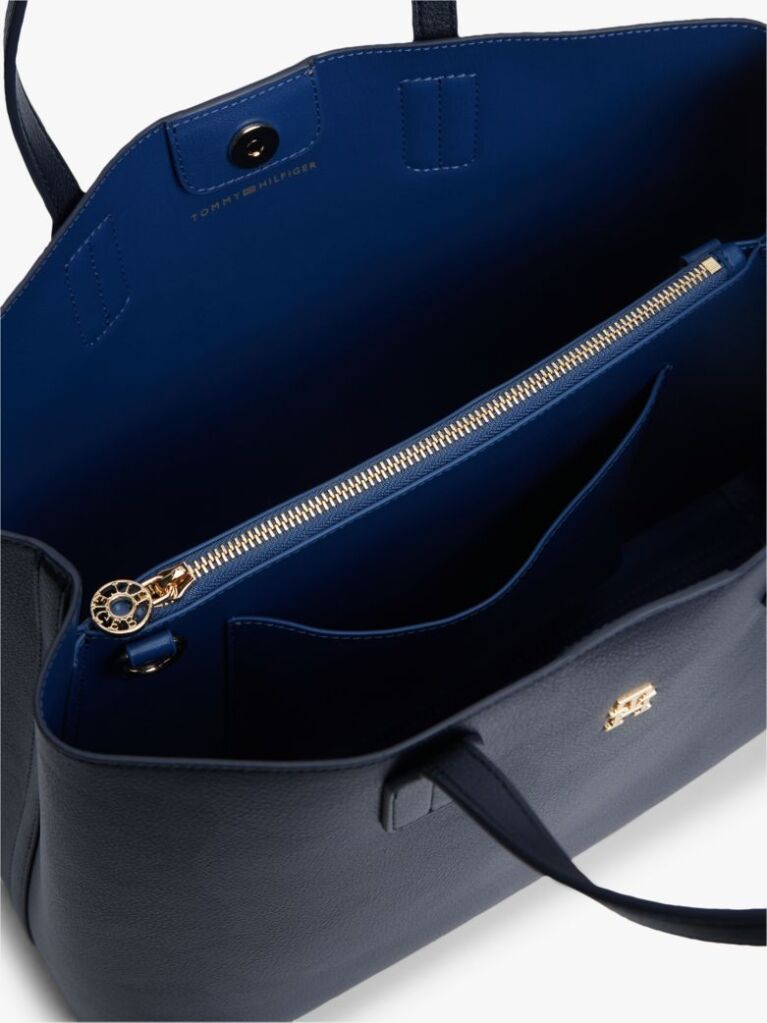 Blue Geanta Satchel Hilfiger Icon Pebble Grain  Femei
