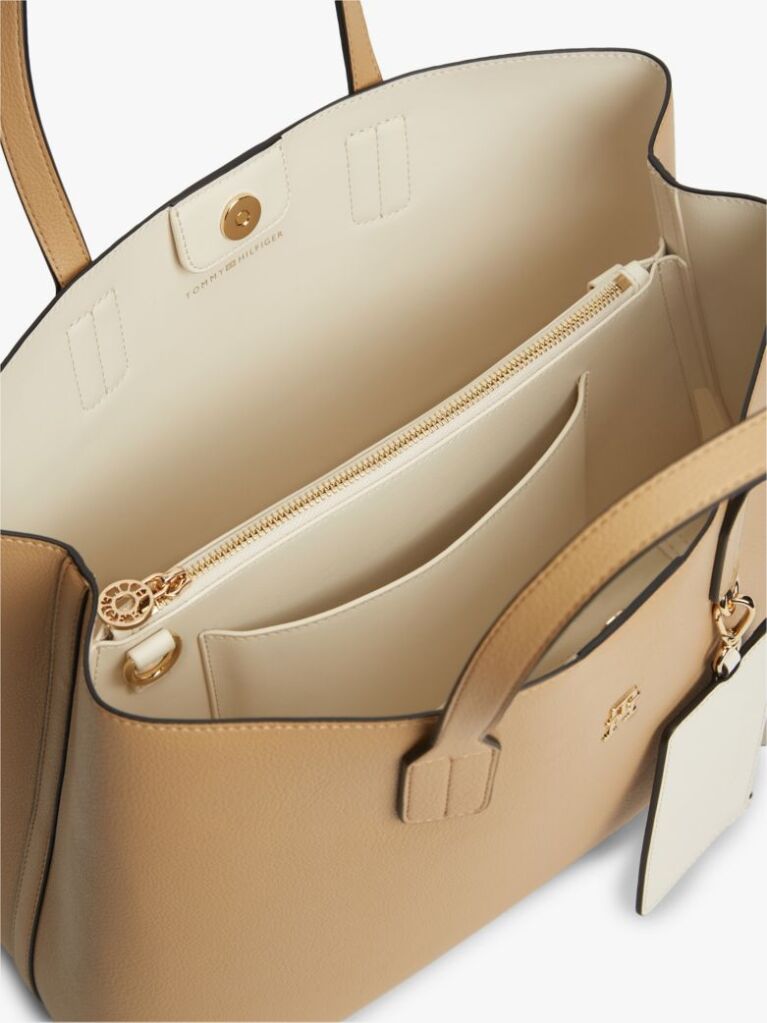 Bej Geanta Satchel Hilfiger Icon Pebble Grain  Femei