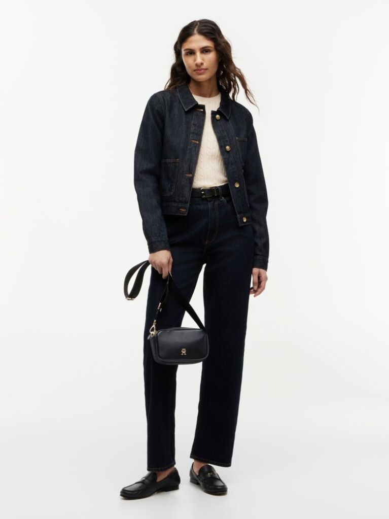 Negru Geanta Crossbody Camera Cu Logo Pe Banda  Femei