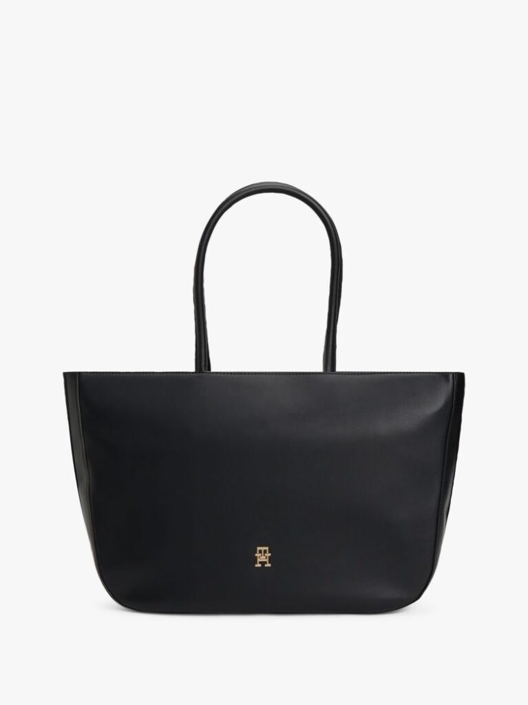 Negru Hilfiger Icon Geanta Tote Cu Logo Pe Banda  Femei