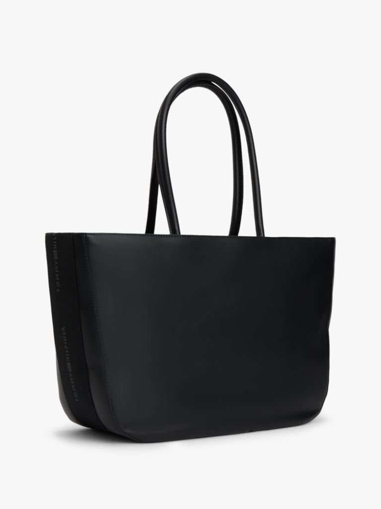 Negru Hilfiger Icon Geanta Tote Cu Logo Pe Banda  Femei