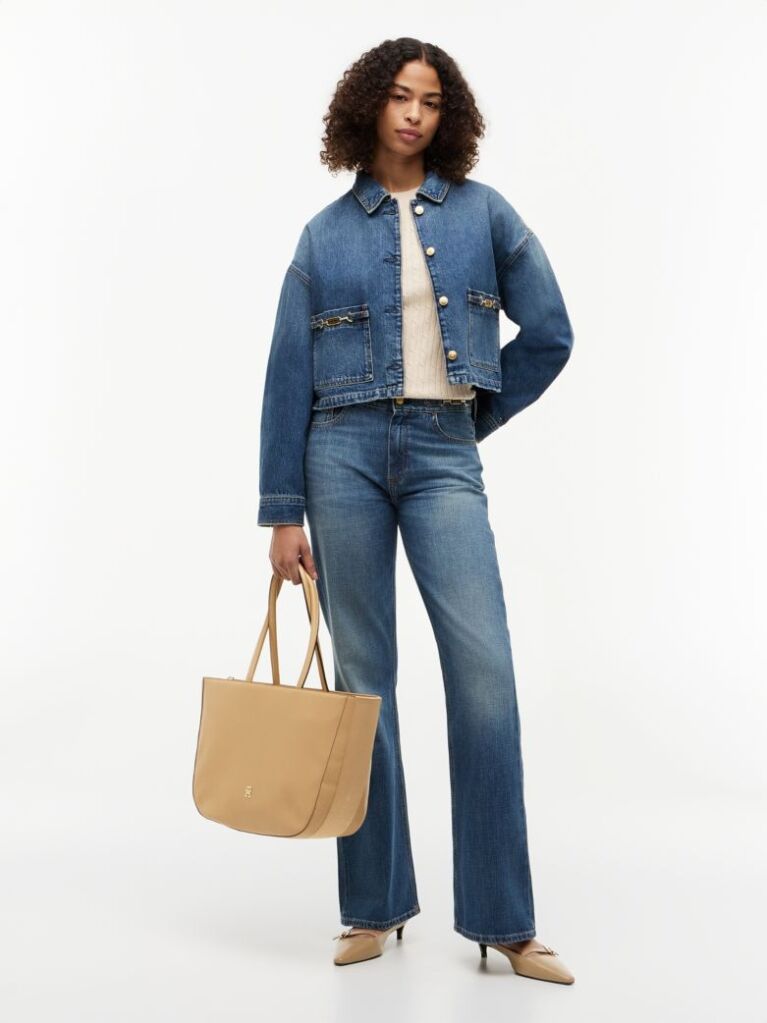 Bej Hilfiger Icon Geanta Tote Cu Logo Pe Banda  Femei