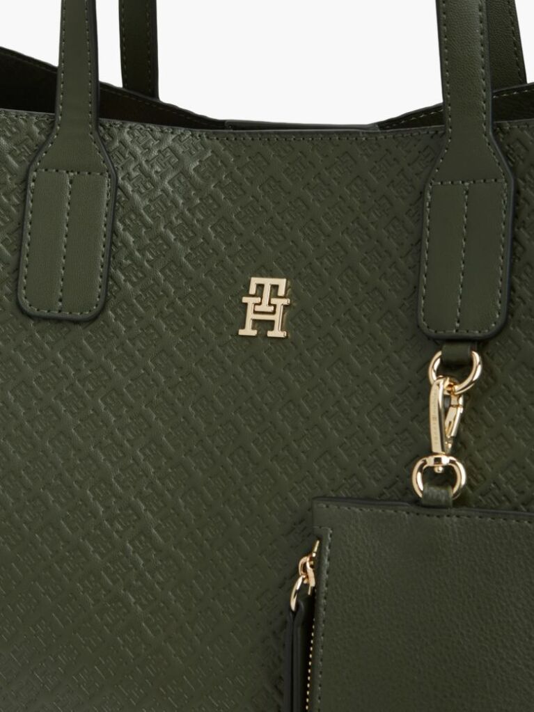 Verde Geanta Satchel Cu Imprimeu Hilfiger Icon Si Portofel Pentru Monede  Femei